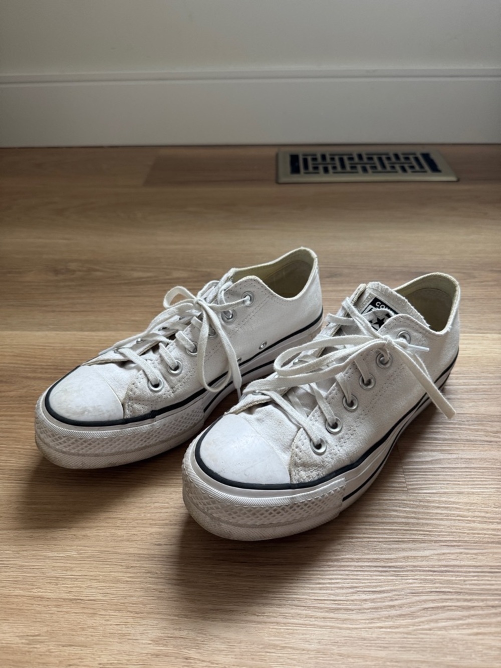 Classic White Low-Top Platform Canvas Sneakers